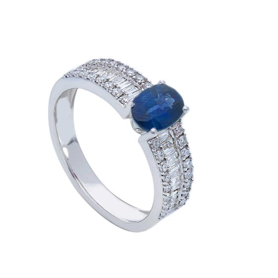 Anello Babila Milano Donna in Oro bianco Zaffiro blu 0.99 Ct 270973ZB - 270973ZB